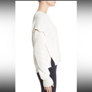 Helmut Lang Detachable Sleeve Pullover Sweater Cream Ribbed Cotton 
Size Medium